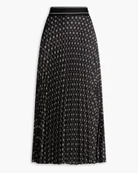 Sandro Pleated printed twill midi skirt - Black Black