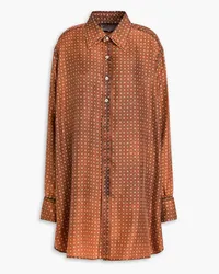 Maison Margiela Washed printed silk-twill shirt - Brown Brown