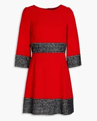 Dolce & Gabbana Tweed-trimmed wool-blend crepe mini dress - Red Red