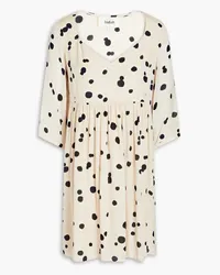 ba&sh Dalia gathered polka-dot crepe de chine mini dress - White White