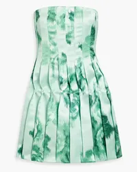 EMILIA WICKSTEAD Strapless pleated crepe mini dress - Green Green