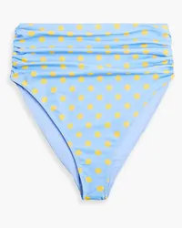 Caroline Constas Sutton ruched polka-dot high-rise bikini briefs - Blue Blue