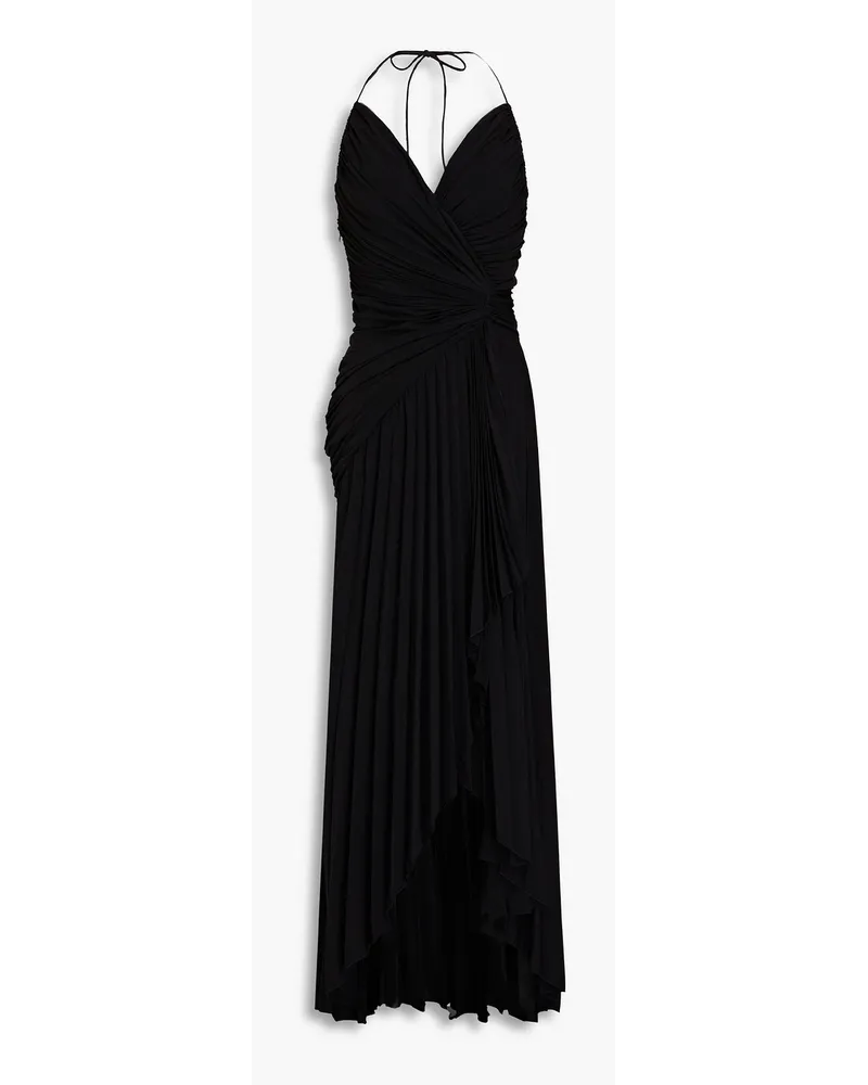 Alexandre Vauthier Wrap-effect pleated crepe halterneck dress - Black Black