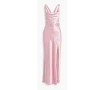 Bette draped belted satin maxi dress - Pink