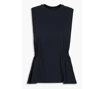 Ruched cotton-jersey tank - Blue