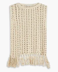 Alice + Olivia Alice Olivia - Embellished crocheted cotton top - Neutral Neutral