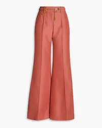 Zimmermann Belted wool-blend wide-leg pants - Pink Pink