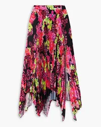 Versace Pleated printed crepe de chine skirt - Pink Pink