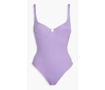 Sanremo ribbed cutout swimsuit - Purple