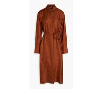 Dold printed silk-twill midi shirt dress - Brown