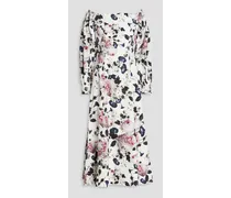 Pollina off-the-shoulder floral-print cotton midi dress - White