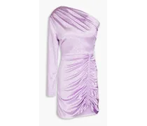 One-sleeve crystal-embellished satin mini dress - Purple