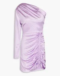 Maje One-sleeve crystal-embellished satin mini dress - Purple Purple