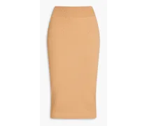 Ribbed cotton-blend skirt - Neutral