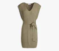 Ribbed cotton and cashmere-blend mini dress - Green