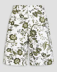 Erdem Miles floral-print linen shorts - Green Green