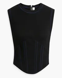 Dion Lee Topstitched cotton-jersey tank - Black Black