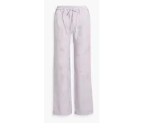 Satin-jacquard straight-leg pants - Purple