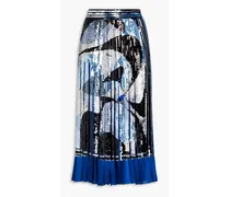 Pleated embellished georgette midi skirt - Blue
