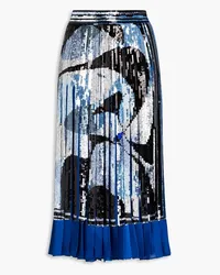 Emilio Pucci Pleated embellished georgette midi skirt - Blue Blue