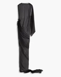 Rick Owens Twist-front cutout cupro and chiffon gown - Black Black