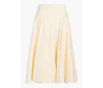 Cotton-blend poplin midi skirt - Yellow