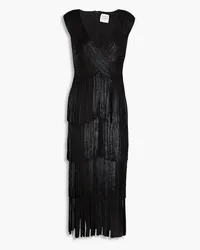 Hervé Léger Fringed bandage midi dress - Black Black