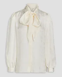 Frame Denim Pussy-bow silk jacquard blouse - White White