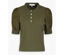 Frankie cotton-jersey and poplin top - Green