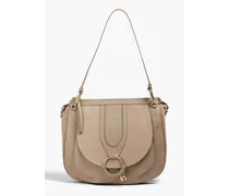 Hana leather and suede shoulder bag - Neutral