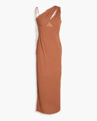 Nanushka One-shoulder cutout jersey midi dress - Brown Brown