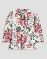 Dolce & Gabbana Frayed sliced floral-print gauze jacket - White White