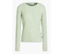 Metallic ribbed merino wool-blend sweater - Green