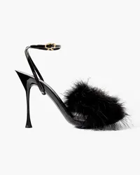 Gianvito Rossi Spice Plume 95 feather-embellished patent-leather sandals - Black Black