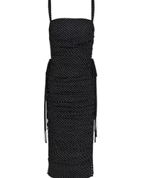 Dolce & Gabbana Lace-up polka-dot silk-blend georgette midi dress - Black Black