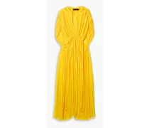 Pleated jersey maxi dress - Yellow