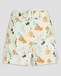 Solid and Striped The Renata belted floral-print linen-blend shorts - White White