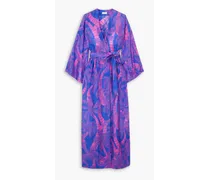 Doosey belted printed silk maxi wrap dress - Blue