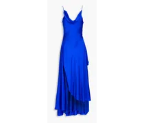 Elsie draped chiffon and satin maxi dress - Blue