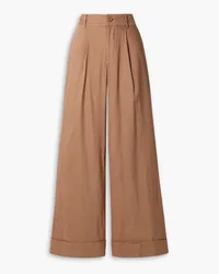 Alice + Olivia Alice Olivia - Tomasa pleated stretch linen-blend straight-leg pants - Brown Brown