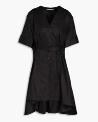 palmer//harding Belted stretch-cotton poplin mini dress - Black Black