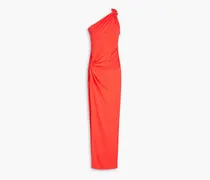 Kinley one-shoulder twisted stretch-jersey gown - Orange