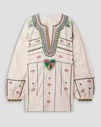 Fortela Allegra beaded embroidered cotton-poplin blouse - White White