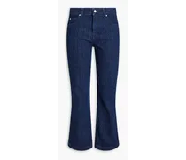 Cropped herringbone mid-rise bootcut jeans - Blue