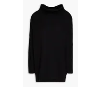 Oversized ribbed cashmere turtleneck sweater - Black