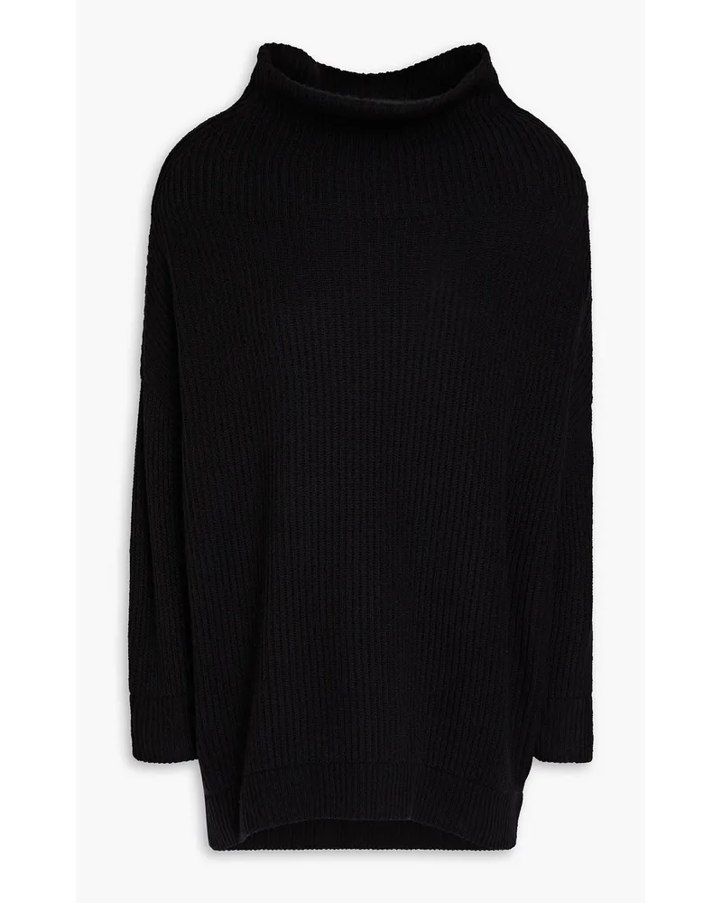 Autumn Cashmere Oversized ribbed cashmere turtleneck sweater - Black Black