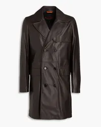 TOD'S Double-breasted leather coat - Brown Brown