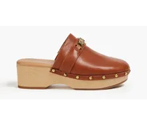 Kaye embellished leather clogs - Brown
