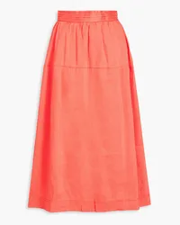 Aje. Shelley linen-blend midi skirt - Orange Orange