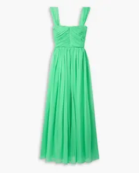 Adam Lippes Pleated silk-chiffon maxi dress - Green Green